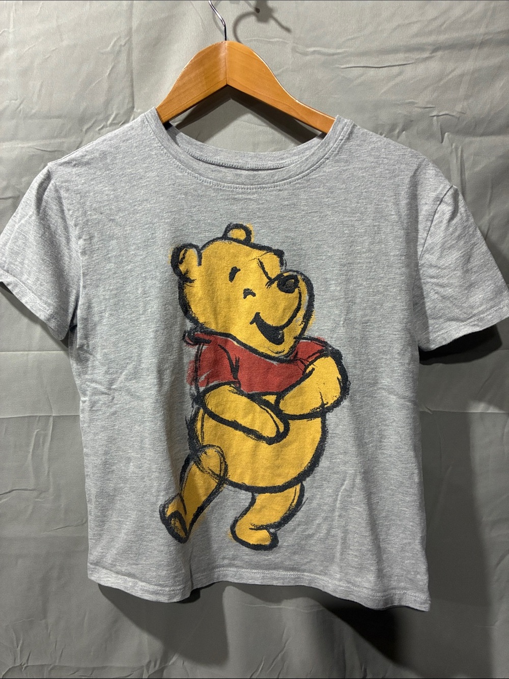 Disney Gray Tee with Yellow Winnie the Pooh and Red Shirt